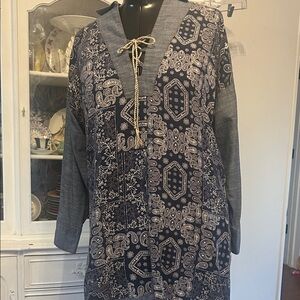 Uncle Frank Navy and White Bandana Print Dress